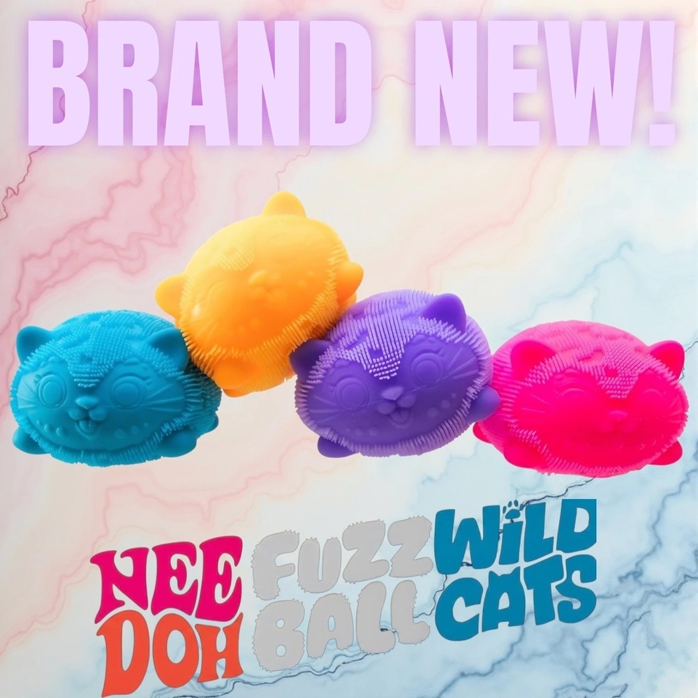 NeeDoh Fuzz Ball Wild Cats Sensory Fidget Toy Pick Your Color New Velvet Squeeze - Picture 2 of 8
